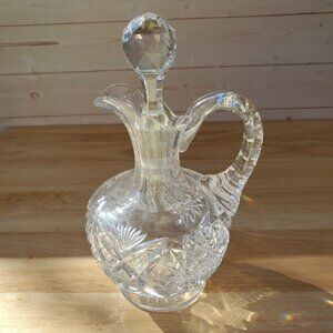 Antique American Brilliant Cut Crystal Glass Cruet With Stopper Victorian Era